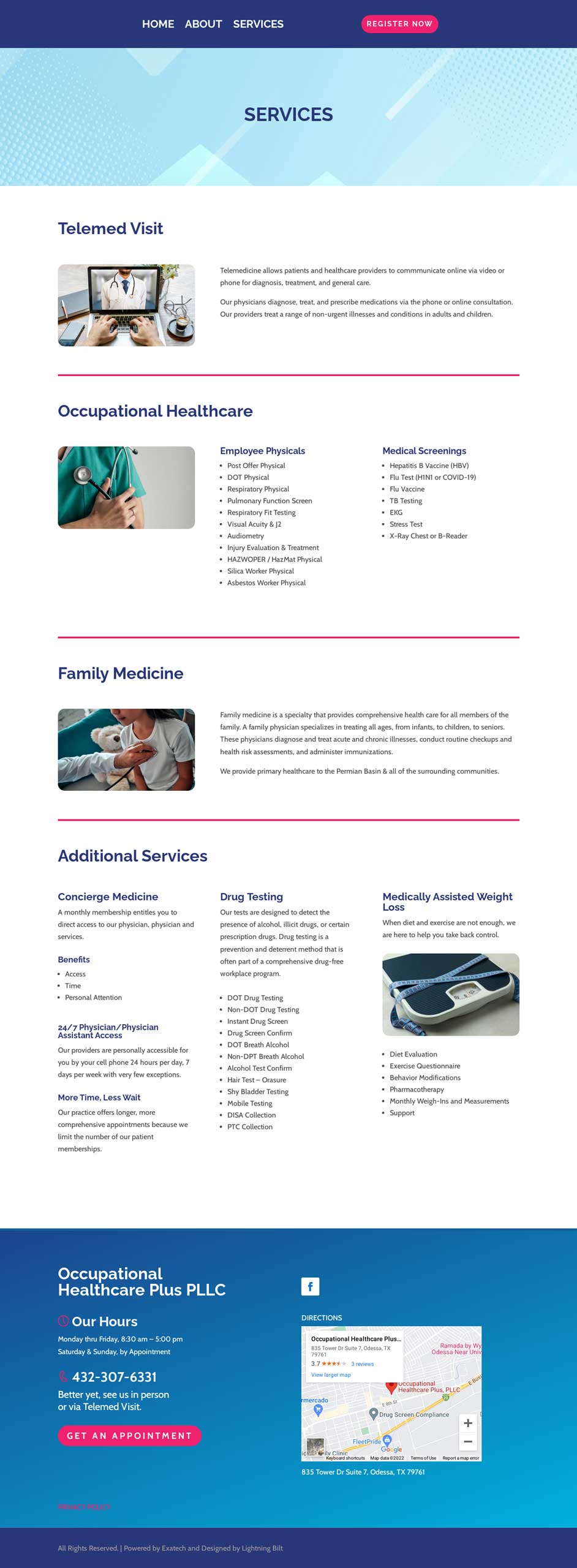 Occupational Healthcare Plus Website - Services