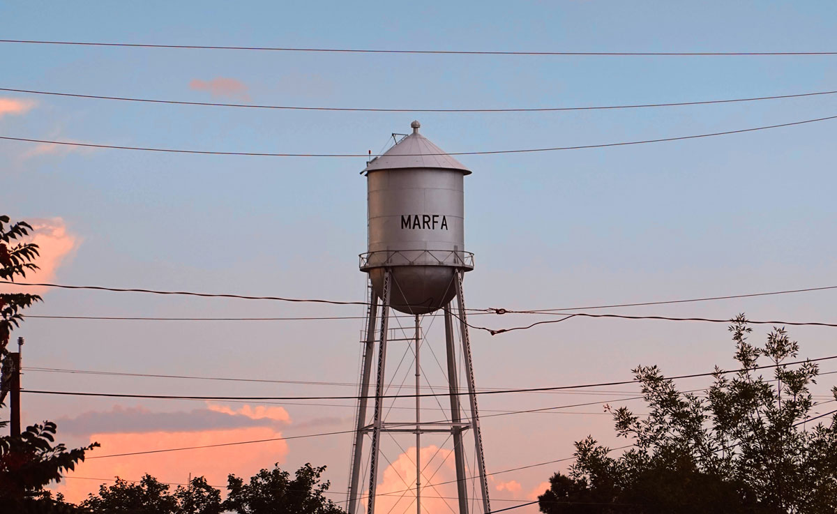 bleisure zoomed in marfa texas Water Tower